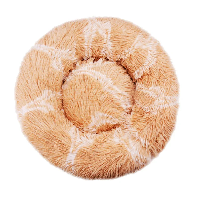 Round Calming Dog Bed  – Plush Washable Pet Sofa For Dogs