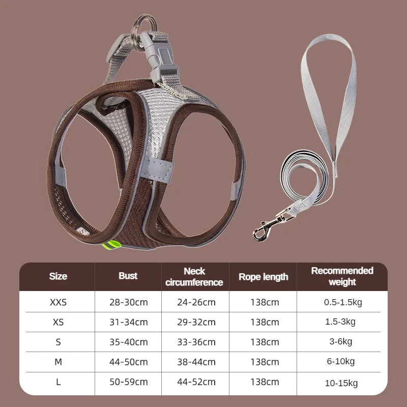 Adjustable Puppy Harness & Leash Set – Small Dogs,, French Bulldog, Chihuahua Vest