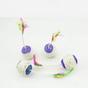 Cat Scratching Ball Toy – Interactive Sisal Feather Ball for Kittens & Cats