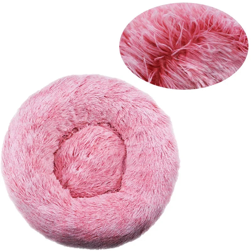 Round Calming Dog Bed  – Plush Washable Pet Sofa For Dogs