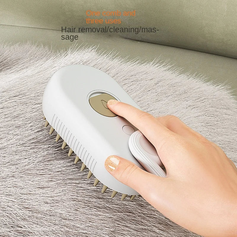 3-in-1 Electric Pet Steam Brush – Cat & Dog Grooming Comb, Hair Removal  Tool