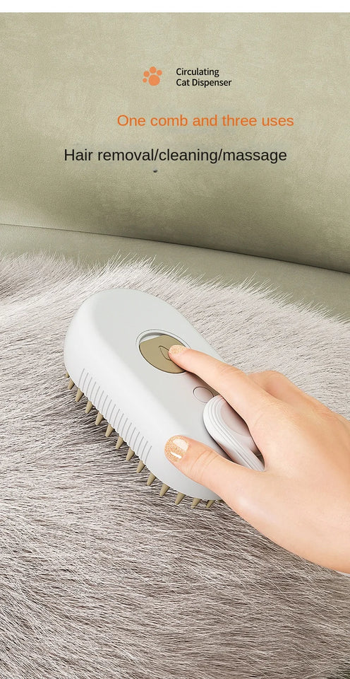 3-in-1 Electric Pet Steam Brush – Cat & Dog Grooming Comb, Hair Removal  Tool