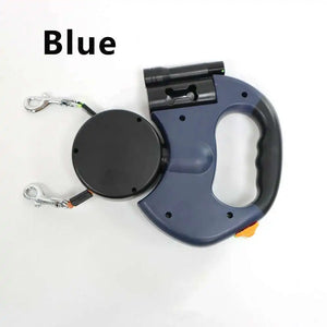 Dual Dog Leash with Tangle-Free Swivel & LED Light