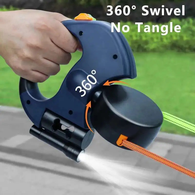 Dual Dog Leash with Tangle-Free Swivel & LED Light