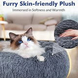 Round Calming Dog Bed  – Plush Washable Pet Sofa For Dogs