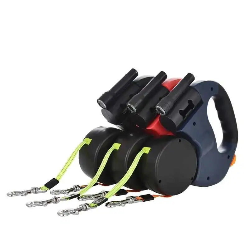 Dual Dog Leash with Tangle-Free Swivel & LED Light