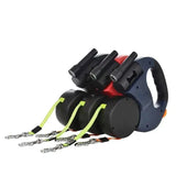 Dual Dog Leash with Tangle-Free Swivel & LED Light