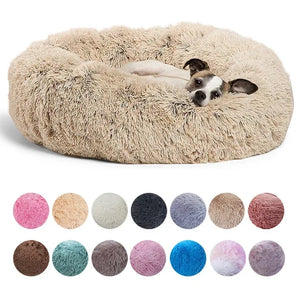 Round Calming Dog Bed  – Plush Washable Pet Sofa For Dogs
