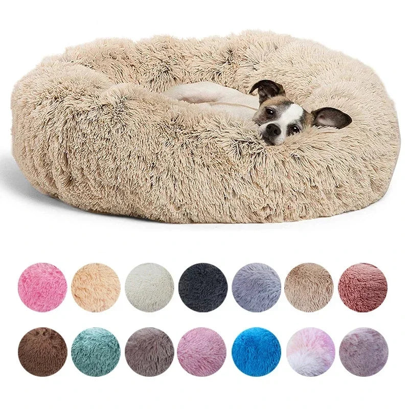Round Calming Dog Bed  – Plush Washable Pet Sofa For Dogs