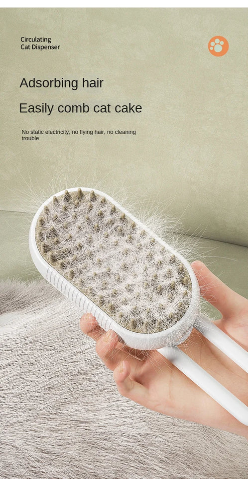 3-in-1 Electric Pet Steam Brush – Cat & Dog Grooming Comb, Hair Removal  Tool