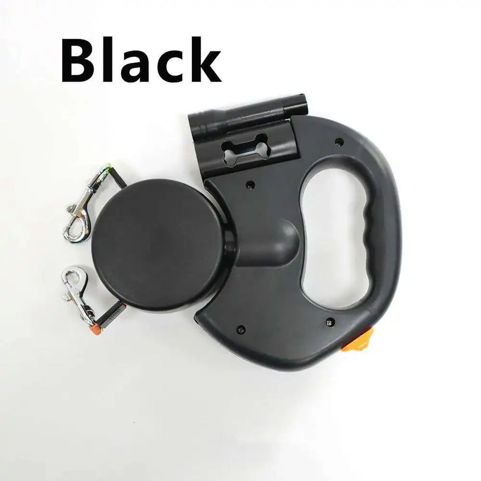 Dual Dog Leash with Tangle-Free Swivel & LED Light