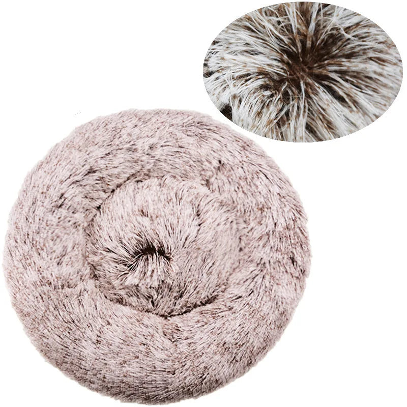 Round Calming Dog Bed  – Plush Washable Pet Sofa For Dogs