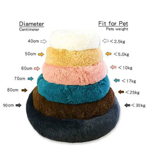 Round Calming Dog Bed  – Plush Washable Pet Sofa For Dogs
