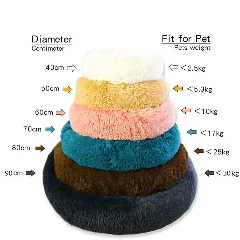 Round Calming Dog Bed  – Plush Washable Pet Sofa For Dogs