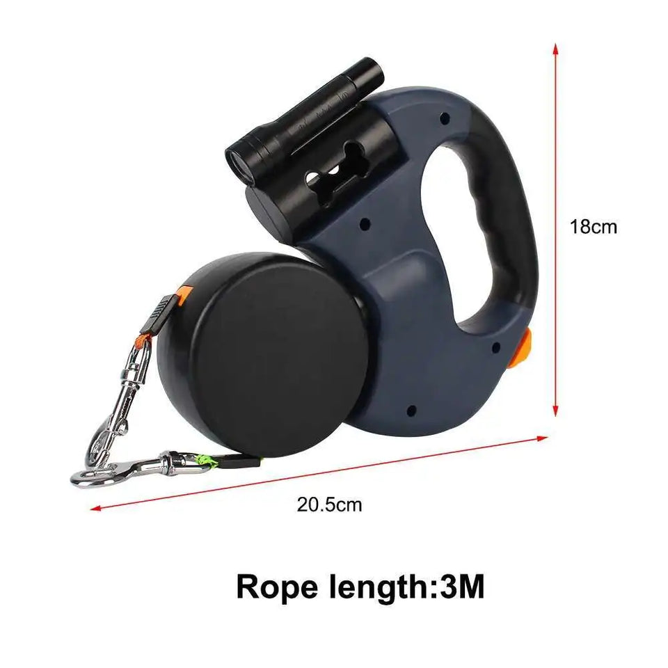 Dual Dog Leash with Tangle-Free Swivel & LED Light